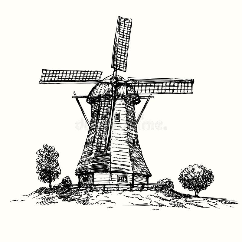 Molino De Viento De Holanda Ilustración del Vector - Ilustración de