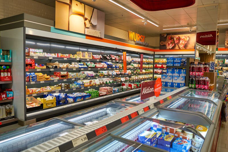 Interior Shot of Aldi Supermarket in Berlin Editorial Photography