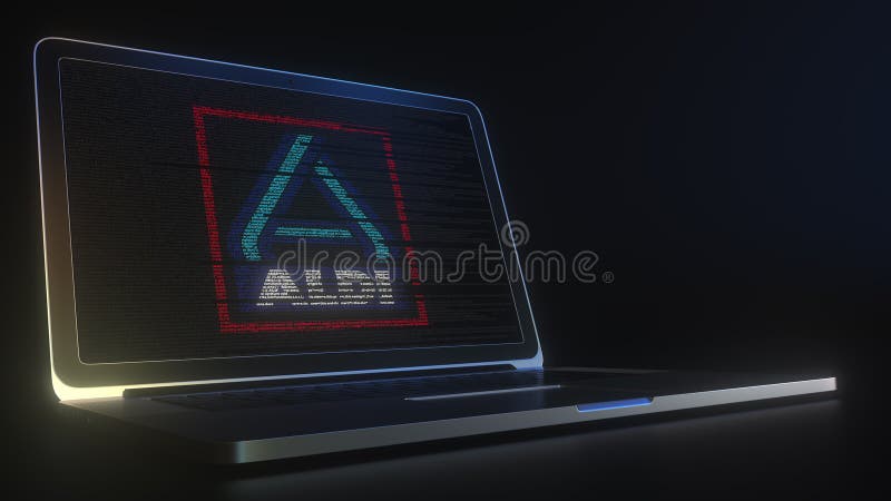 Aldi-Logo mit Computer-Code auf dem Laptop-Bildschirm. redaktionelle konzeptionelle 3D-Darstellung vektor abbildung
