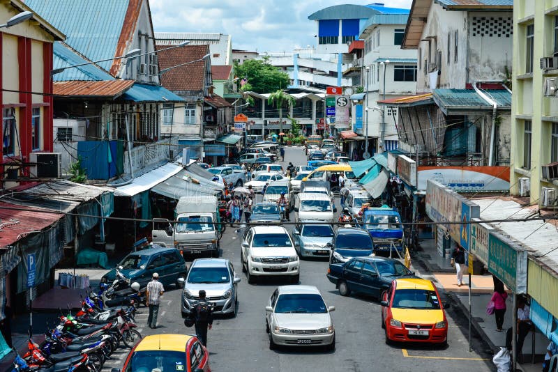 Aleia ocupada em Sibu do centro imagens de stock Aleia ocupada em Sibu do centro imagens de stock