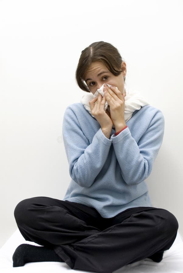 Young woman with flu or allergy. Young woman with flu or allergy
