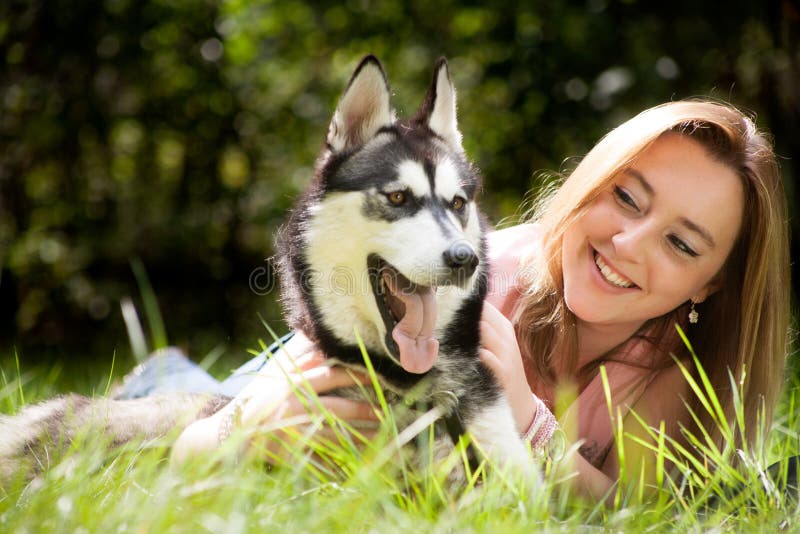 Alert dog and his owner