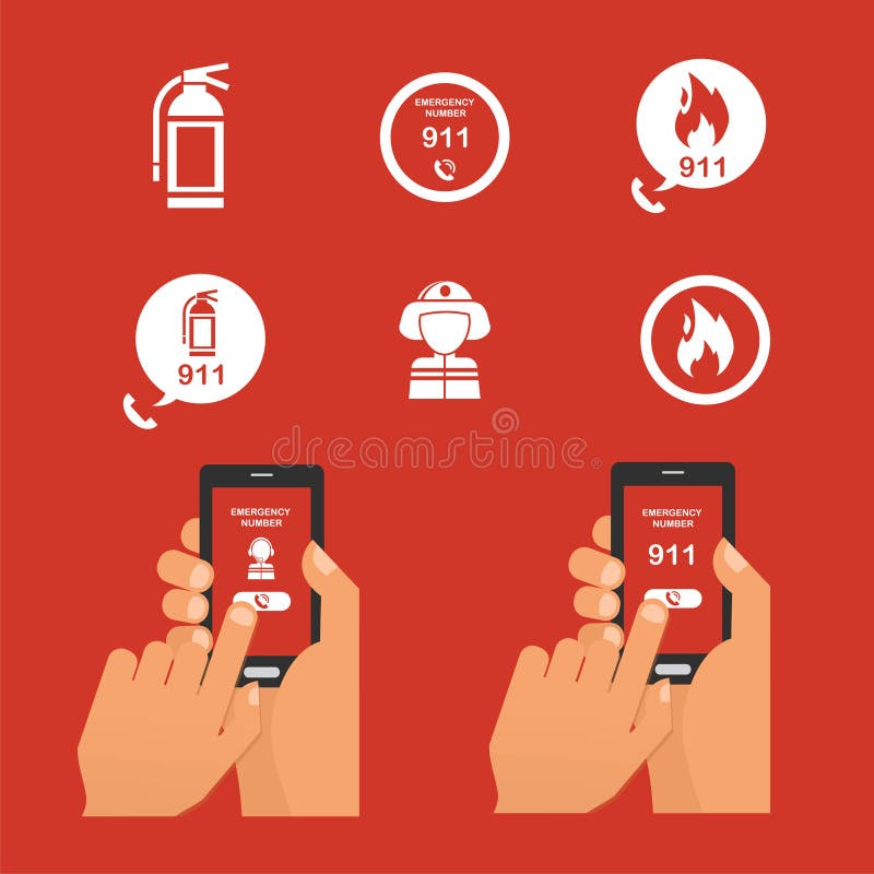 Alertă de urgență prin telefon. set de pictograme royalty free illustration
