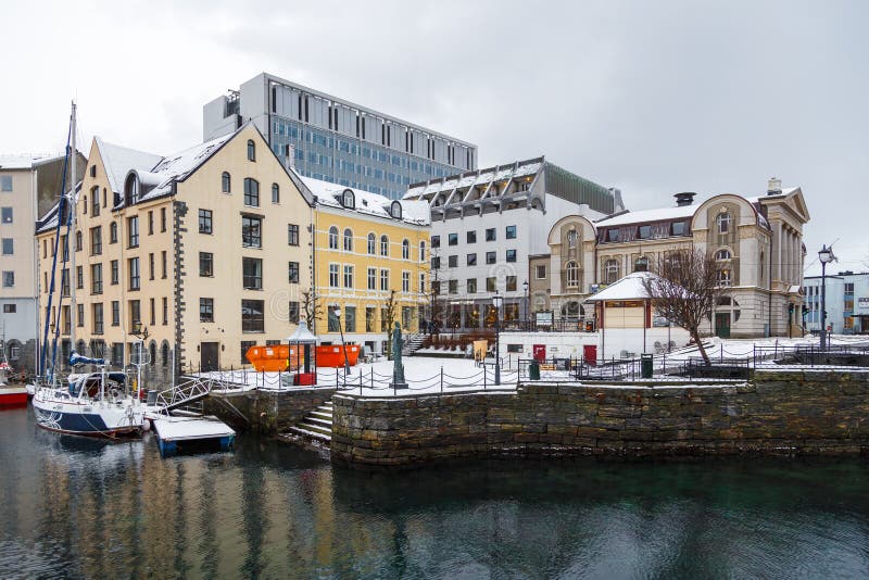 View of Alesund port town. City center. royalty free stock photos View of Alesund port town. City center. royalty free stock photos