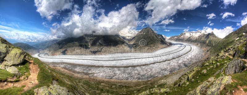 Aletsch lodowa panorama HDR obrazy stock