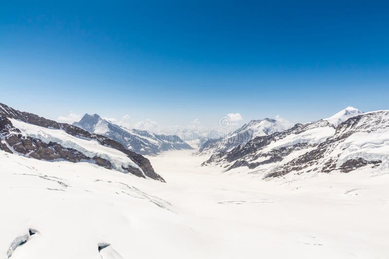Aletsch lodowiec w Jungfraujoch, Szwajcarscy Alps, Szwajcaria zdjęcie royalty free