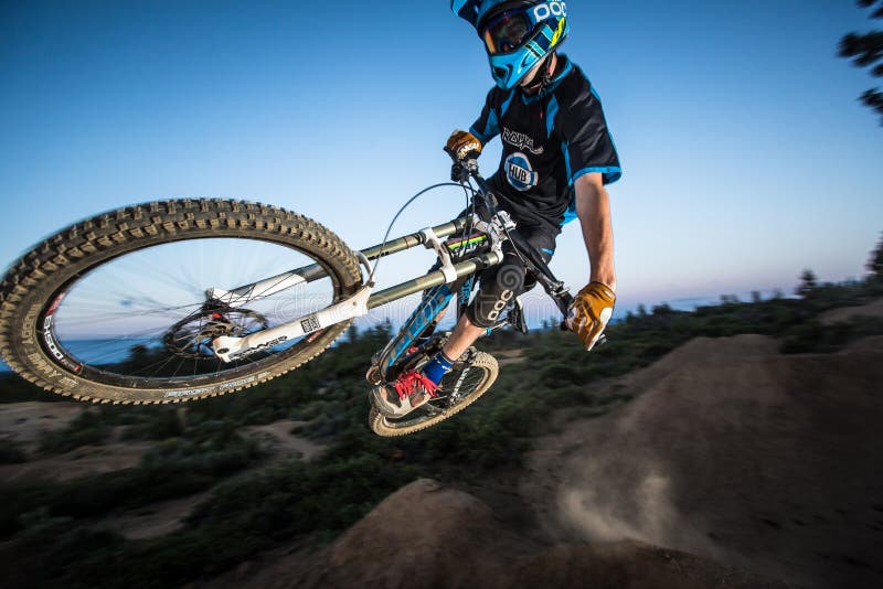 Alex Grediagin jumping at sunset at The Lair Jump Park in Bend, Oregon. Alex Grediagin jumping at sunset at The Lair Jump Park in Bend, Oregon