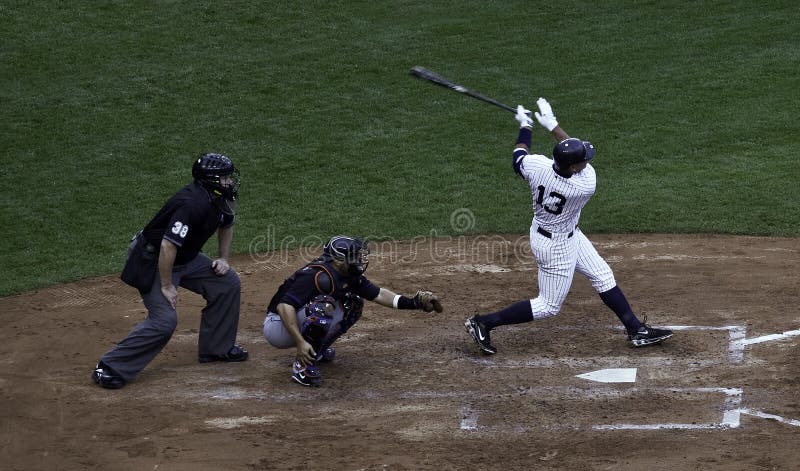 Alex Rodriguez hits a home run. stock image Alex Rodriguez hits a home run. stock image