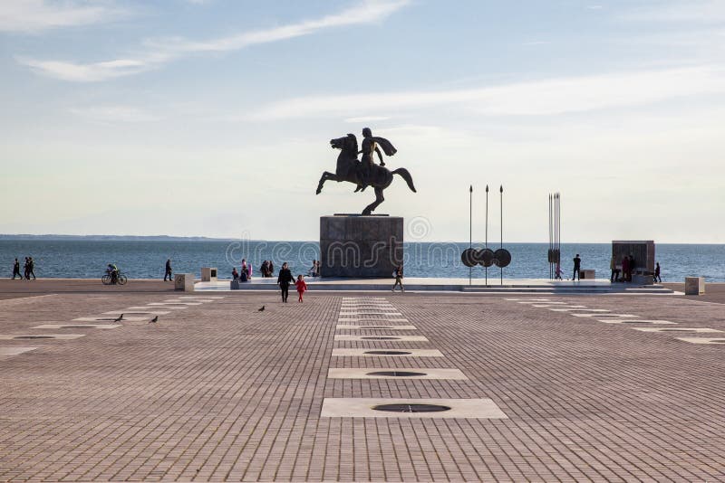 Alexander den stora statyn i Thessaloniki, Grekland arkivfoto Alexander den stora statyn i Thessaloniki, Grekland arkivfoto