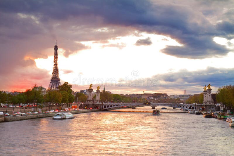 Bridge of Alexandre III and Eiffel tower, Paris