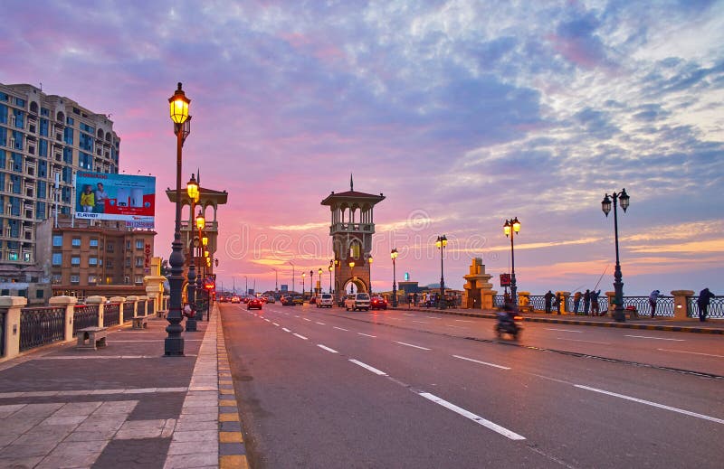 Walk on Stanley bridge, Alexandria, Egypt