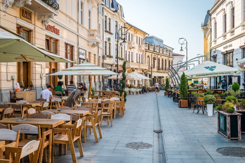 Alexandru Ioan Cuza street in Craiova, Romania stock images Alexandru Ioan Cuza street in Craiova, Romania stock images