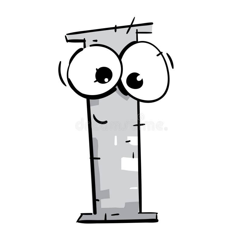 Alfabet desene animate. scrisoare drăguță și zâmbitoare vector illustration