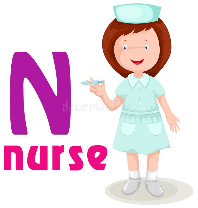 Alfabet N met verpleegster