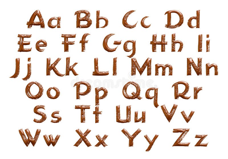 Alfabet & nummer och symboler som göras av chokladsirap stock illustrationer Alfabet & nummer och symboler som göras av chokladsirap stock illustrationer