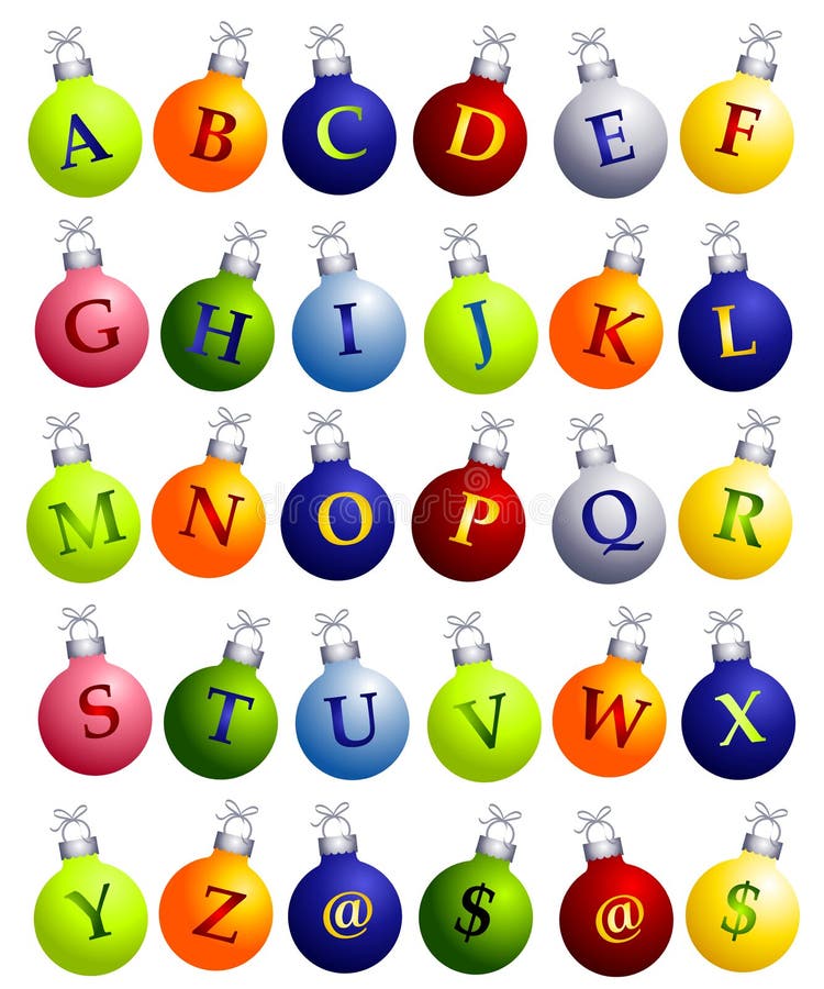 Alfabet op de Ornamenten van Kerstmis vector illustratie Alfabet op de Ornamenten van Kerstmis vector illustratie