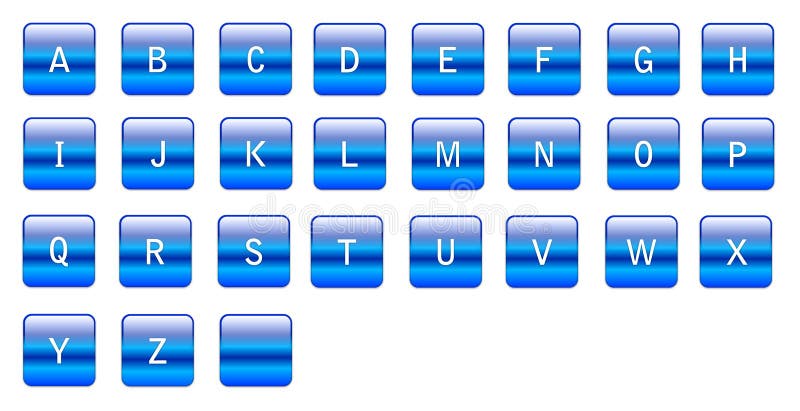 Alfabetische blauwe karakters stock illustratie Alfabetische blauwe karakters stock illustratie
