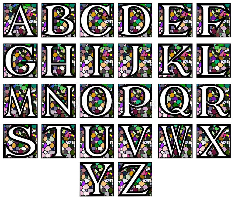 Alfabeto abstracto en mosaico ilustración del vector Alfabeto abstracto en mosaico ilustración del vector