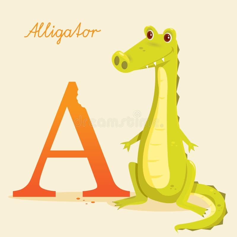 Alfabeto animal com jacaré ilustração royalty free