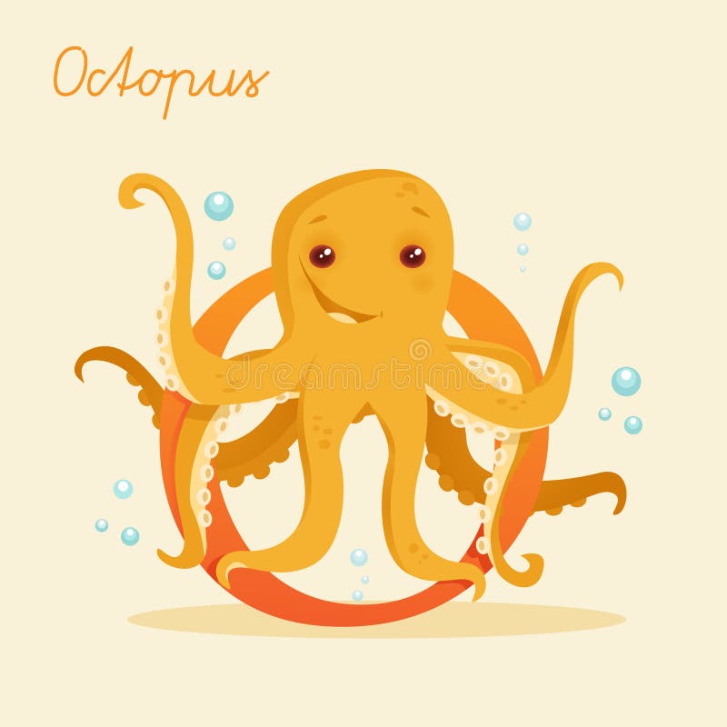 Alfabeto animal con el pulpo ilustración del vector