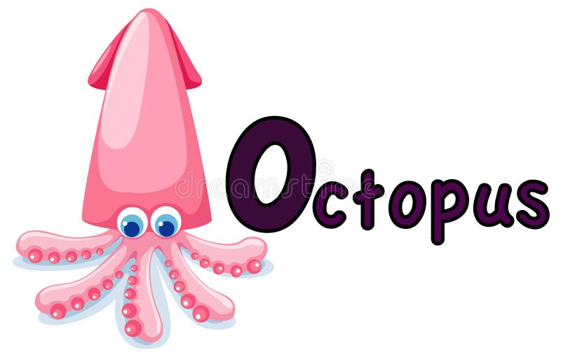Alfabeto animal O para el pulpo ilustración del vector
