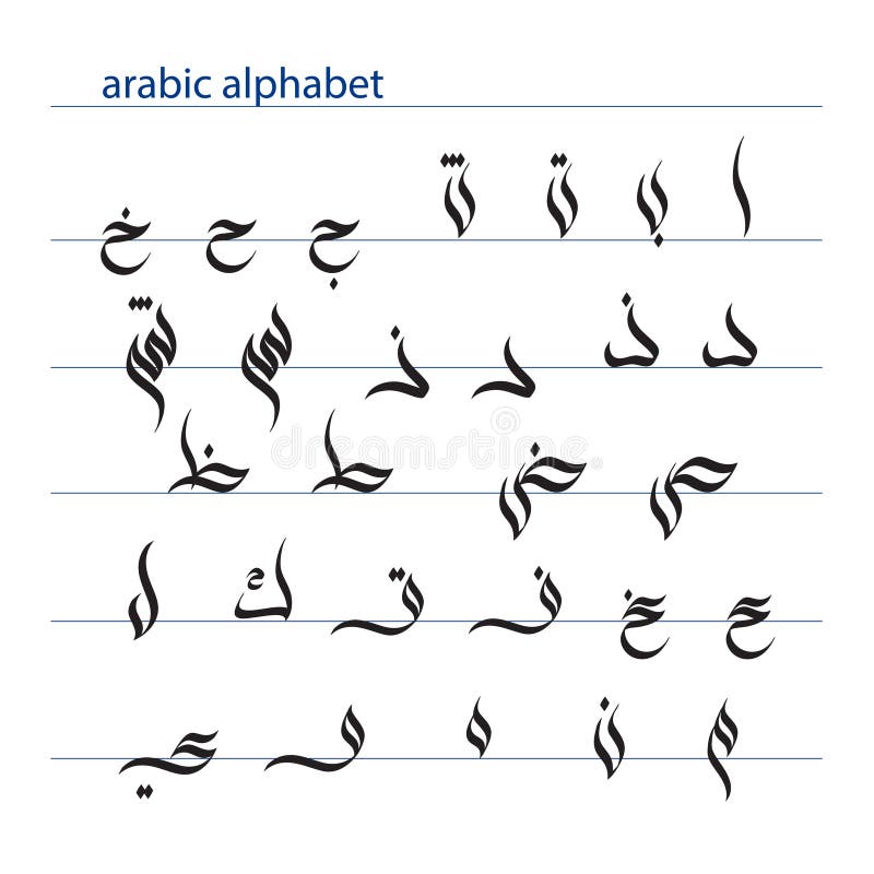 alfabeto arabo Lettere arabe isolate in bianco Ottimo per la scuola, logo, motivi, desi orientali