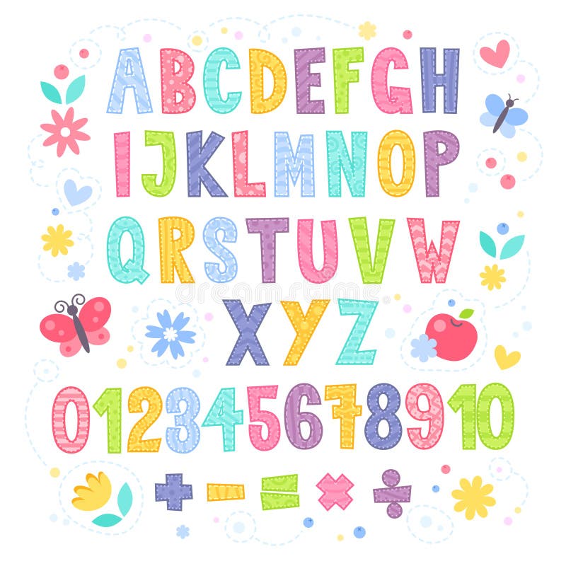 Alfabeto colorido dos desenhos animados bonitos para crianças