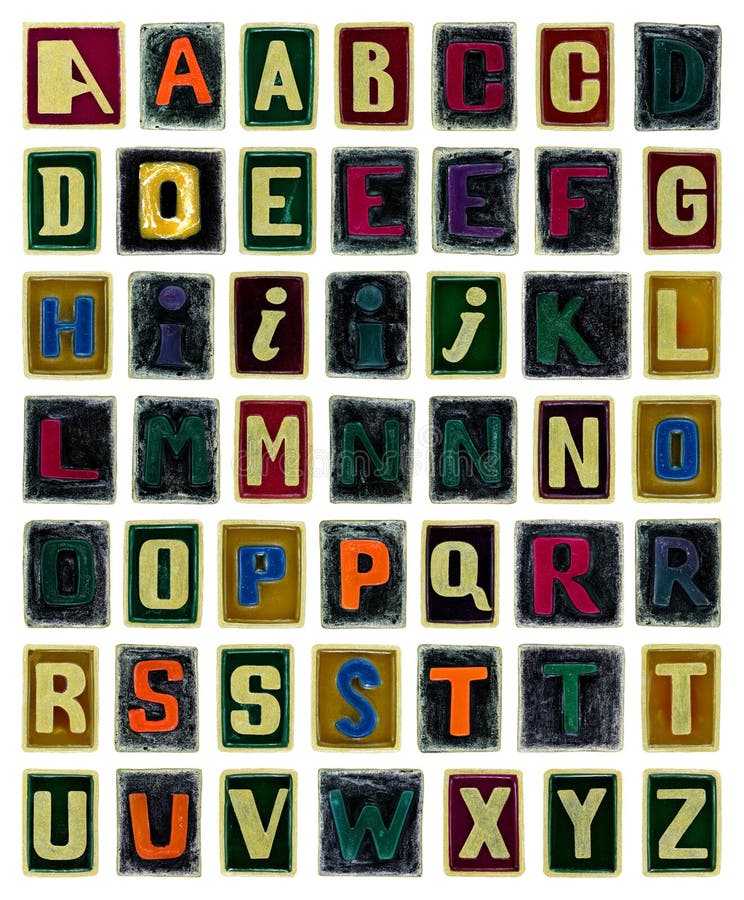 Alfabeto con lettere univoche isolate, i simboli abc vengono creati manualmente con materiali reali, caratteri didattici come let royalty illustrazione gratis