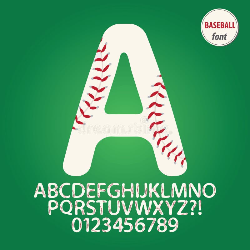 Alfabeto da bola do basebol e vetor do dígito