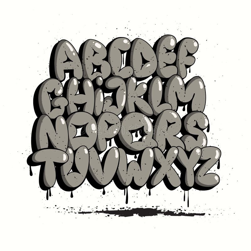 Alfabeto da bolha do grafite. letras de bolhas. conjunto de tipos de letra do graffiti. Alfabeto da bolha do grafite. letras de bolhas. conjunto de tipos de letra do graffiti.