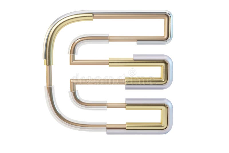 Alfabeto da tubulação de Metall isolado no illustratio branco do fundo 3d