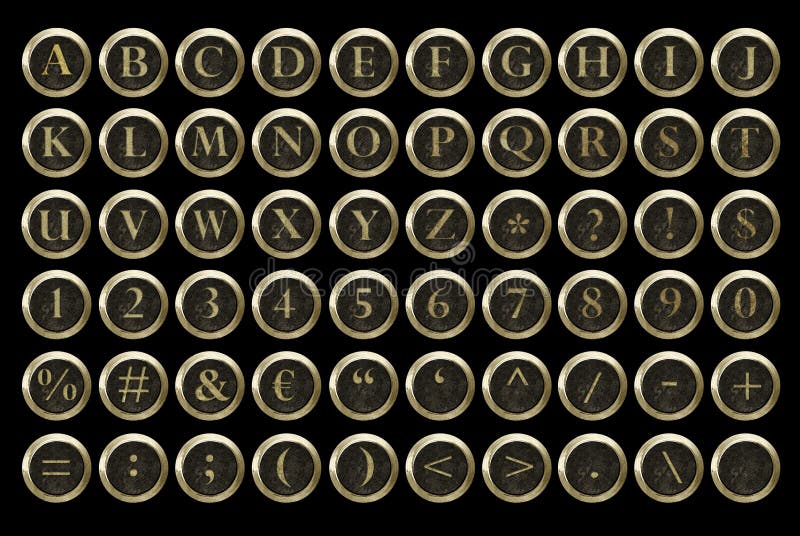 Alfabeto de la llave de la máquina de escribir de Steampunk