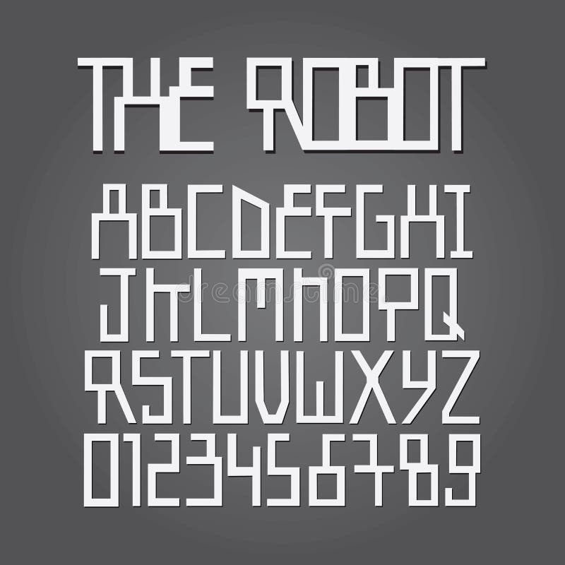Alfabeto del robot e vettore astratti della cifra