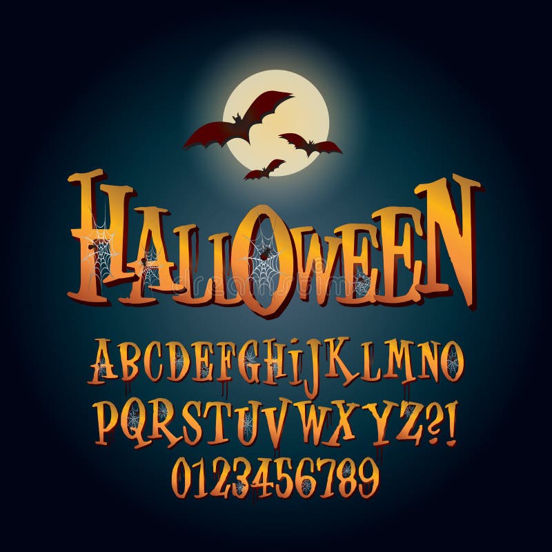 Alfabeto di Halloween e cifra tridimensionali Vec