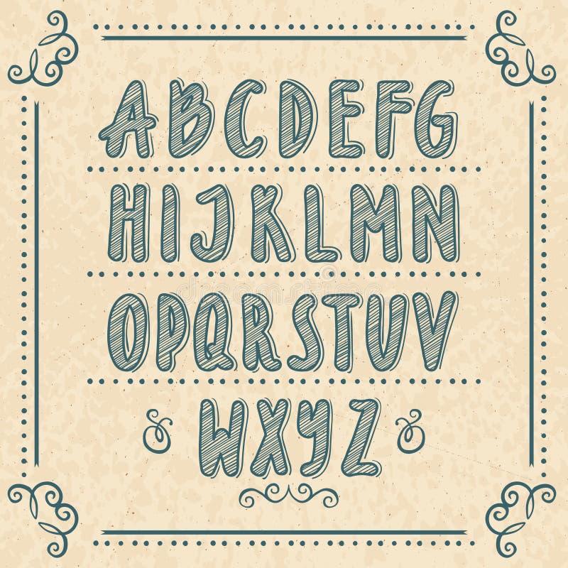 Alfabeto dibujado mano con las letras del garabato Ejemplos del vector fijados stock de ilustración Alfabeto dibujado mano con las letras del garabato Ejemplos del vector fijados stock de ilustración