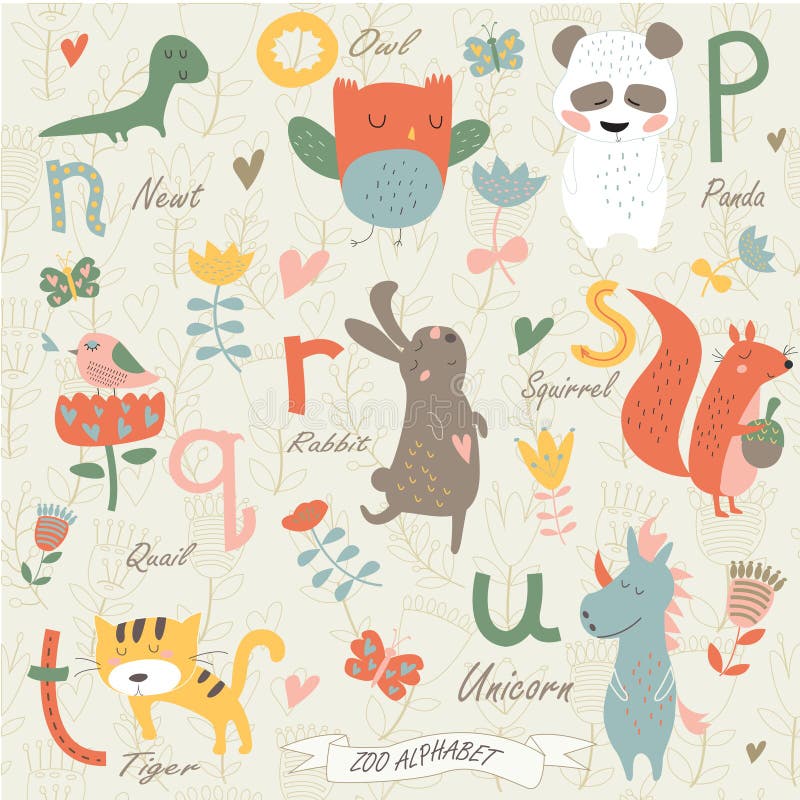 Alfabeto do jardim zoológico ilustração royalty free Alfabeto do jardim zoológico ilustração royalty free
