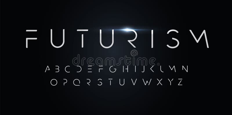 Alfabeto estilo futurismo Fuente de línea delgada, tipo minimalista para el moderno logotipo futurista, elegante monograma, digit