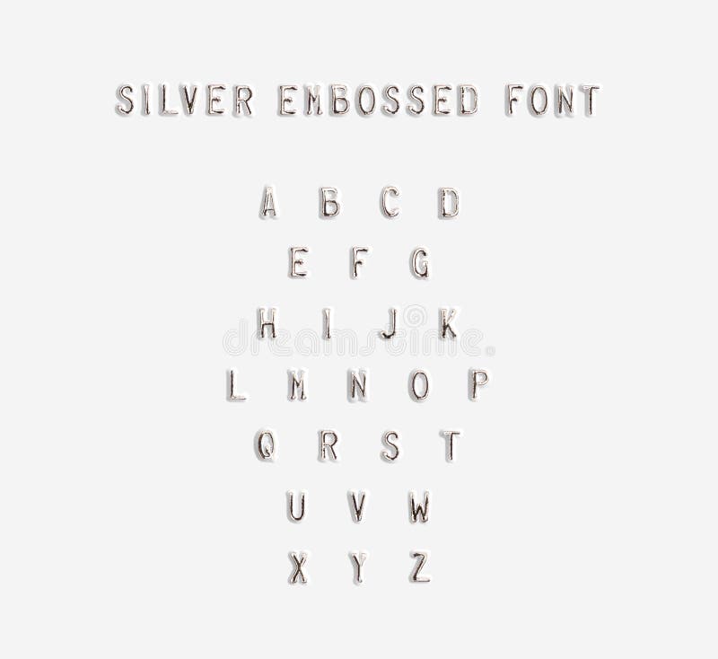 Alfabeto prateado em relevo isolado, ilustração 3D fotografia de stock royalty free