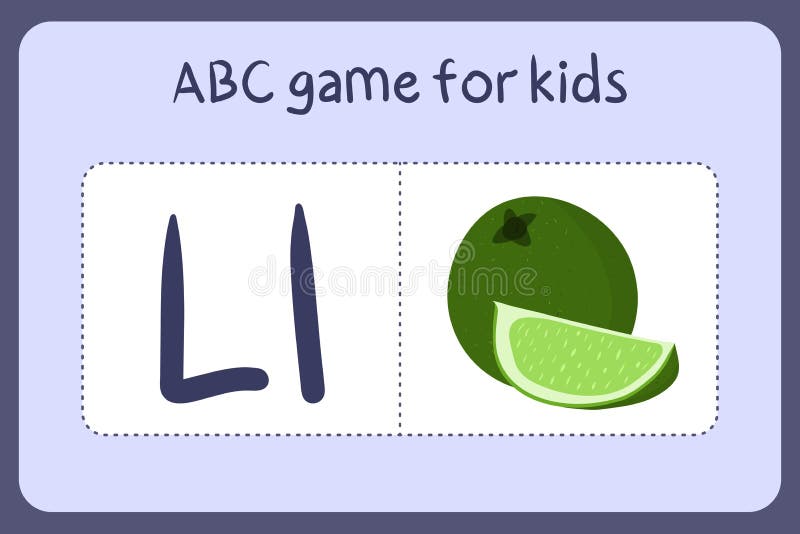 Alfabeto Infantil Mini Juegos En Estilo De Dibujos Animados Con Letra L  Lima . Ilustración del Vector - Ilustración de hallazgo, aprendizaje:  220978949