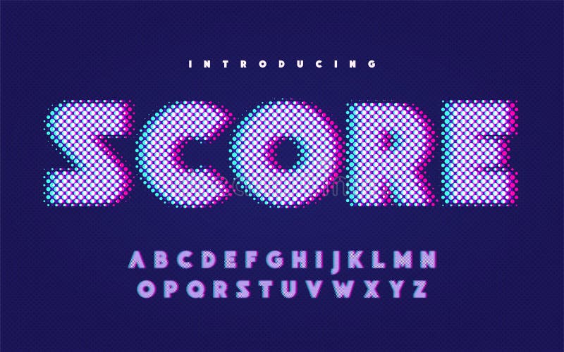 Alfabeto inglés mayúsculo del estilo cómico con efecto de la interferencia ilustración del vector Alfabeto inglés mayúsculo del estilo cómico con efecto de la interferencia ilustración del vector