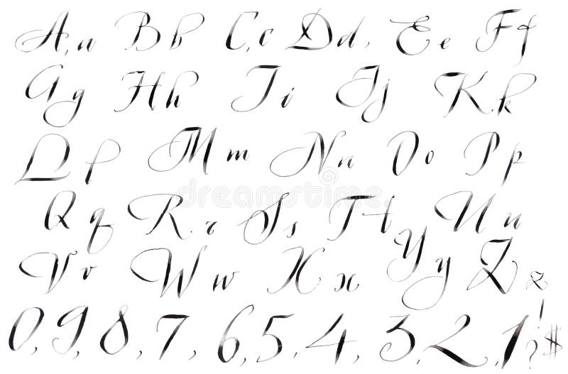 Alfabeto Manuscrito De La Caligrafía Stock de ilustración - Ilustración