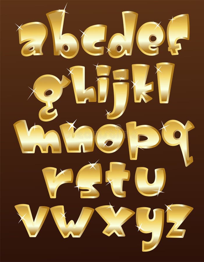 Alfabeto minuscolo dell'oro illustrazione vettoriale Alfabeto minuscolo dell'oro illustrazione vettoriale