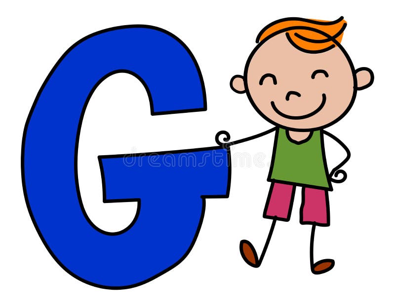Alfabeto Niño Dibujos Animados Niño Con Letra G Ilustración del Vector -  Ilustración de aislado, sonrisa: 215870048