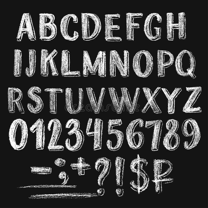 Alfabeto romano do giz de Sans Serif ilustração stock Alfabeto romano do giz de Sans Serif ilustração stock