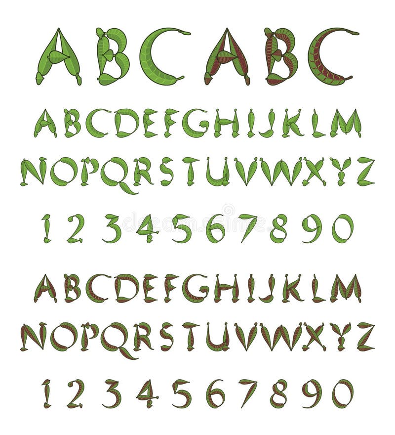 Alfabeto verde das folhas ilustração stock Alfabeto verde das folhas ilustração stock