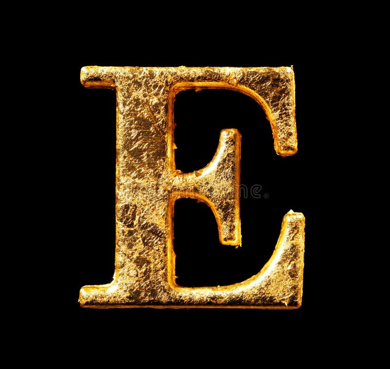 Alfabeto y números en hoja de oro