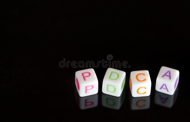 Alfabetos cúbicos PDCA fotografia de stock Alfabetos cúbicos PDCA fotografia de stock