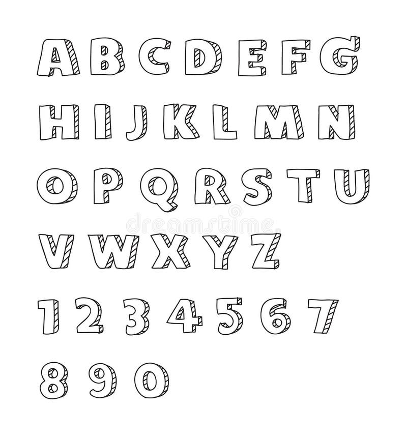 Alfabetos de la escritura de las fuentes Arte dibujado mano del vector stock de ilustración Alfabetos de la escritura de las fuentes Arte dibujado mano del vector stock de ilustración
