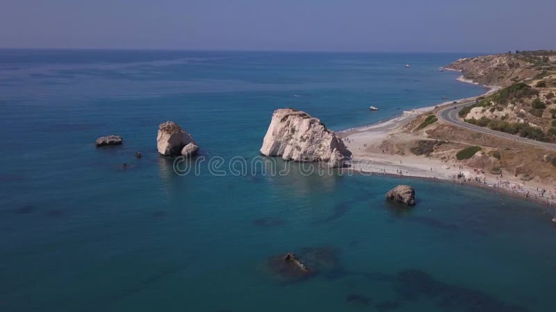 Alfamit rock in paphos cyprus aerial view