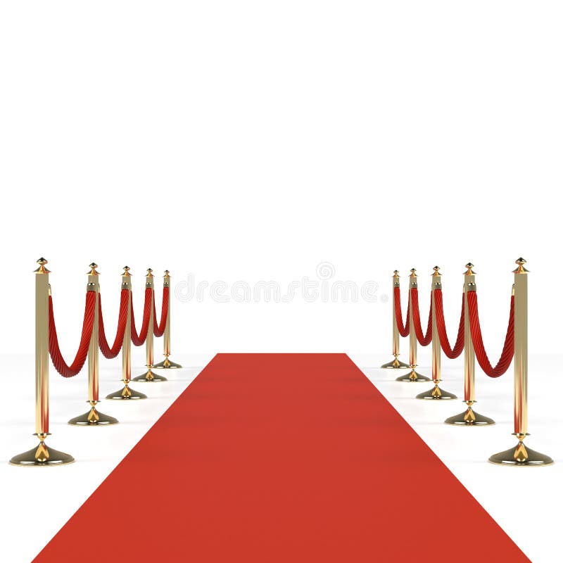 Alfombra roja con las cuerdas rojas stock de ilustración Alfombra roja con las cuerdas rojas stock de ilustración